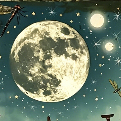 Retro Moon and Dragonfly Wooden Wall Art Decor