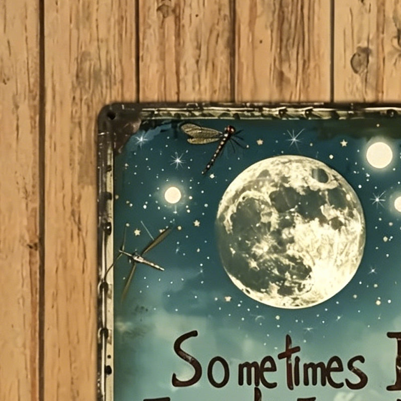 Retro Moon and Dragonfly Wooden Wall Art Decor