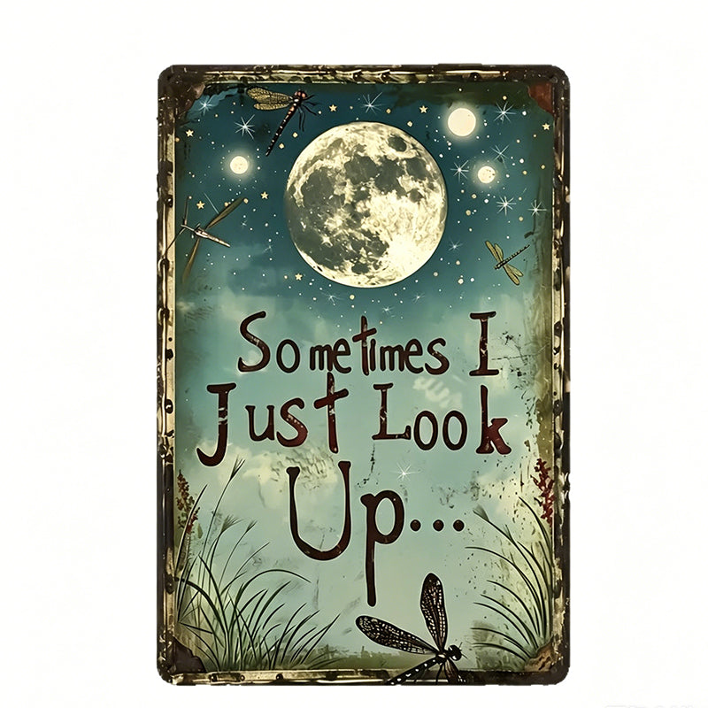 Retro Moon and Dragonfly Wooden Wall Art Decor