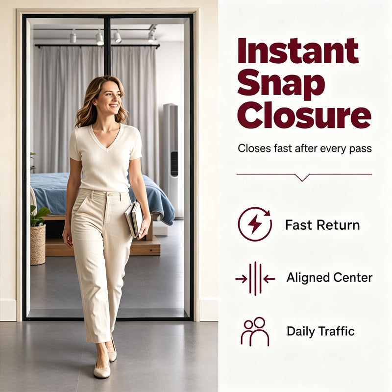 🚪✨ MAGNETIC BUG-FREE DOOR SCREEN – INSTANTLY KEEPS OUT FLIES, MOSQUITOES & WASPS! ✅ Self-Closing • Easy No-Drill Install • Pet & Kid Friendly