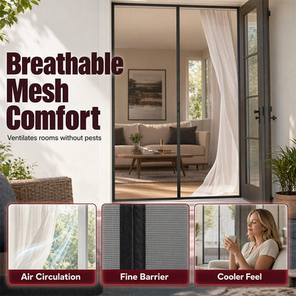 🚪✨ MAGNETIC BUG-FREE DOOR SCREEN – INSTANTLY KEEPS OUT FLIES, MOSQUITOES & WASPS! ✅ Self-Closing • Easy No-Drill Install • Pet & Kid Friendly