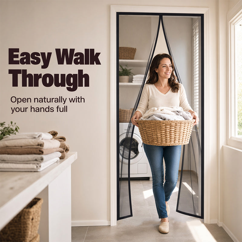 🚪✨ MAGNETIC BUG-FREE DOOR SCREEN – INSTANTLY KEEPS OUT FLIES, MOSQUITOES & WASPS! ✅ Self-Closing • Easy No-Drill Install • Pet & Kid Friendly