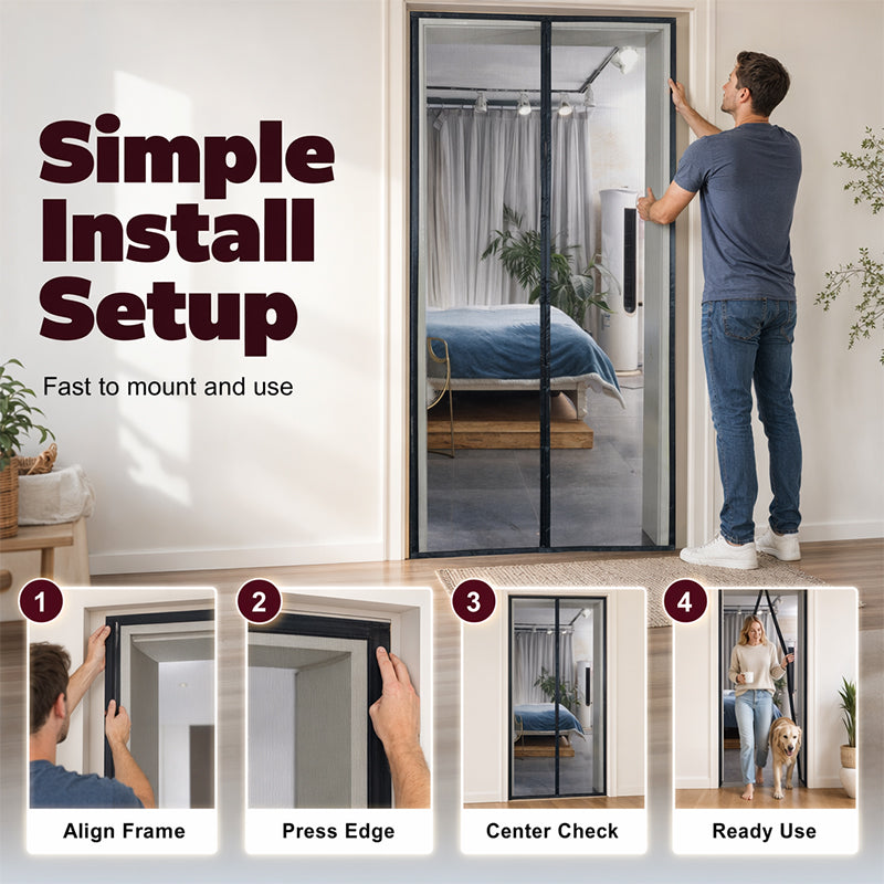🚪✨ MAGNETIC BUG-FREE DOOR SCREEN – INSTANTLY KEEPS OUT FLIES, MOSQUITOES & WASPS! ✅ Self-Closing • Easy No-Drill Install • Pet & Kid Friendly