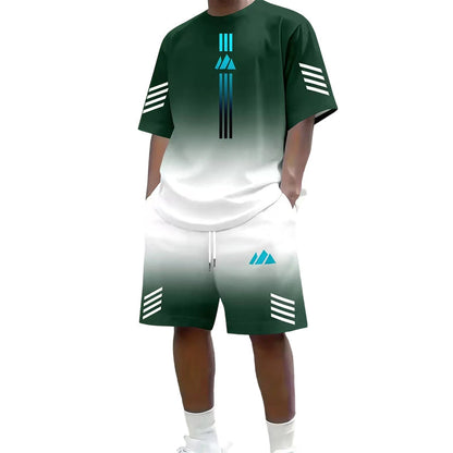 👕 50% OFF NOW! ☀️ Men's Summer T-Shirt & Shorts Set – Gradient design, breathable & lightweight – Perfect for hot days & casual outings 🩳