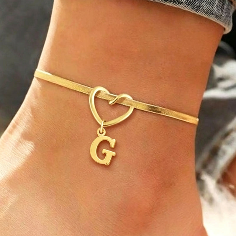 💖 50% OFF NOW! ✨ Heart Initial Anklet Snake Chain – Personalized charm, adjustable fit & delicate snake chain – Perfect gift for yourself or a loved one ❤️