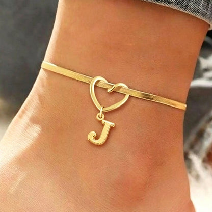 💖 50% OFF NOW! ✨ Heart Initial Anklet Snake Chain – Personalized charm, adjustable fit & delicate snake chain – Perfect gift for yourself or a loved one ❤️