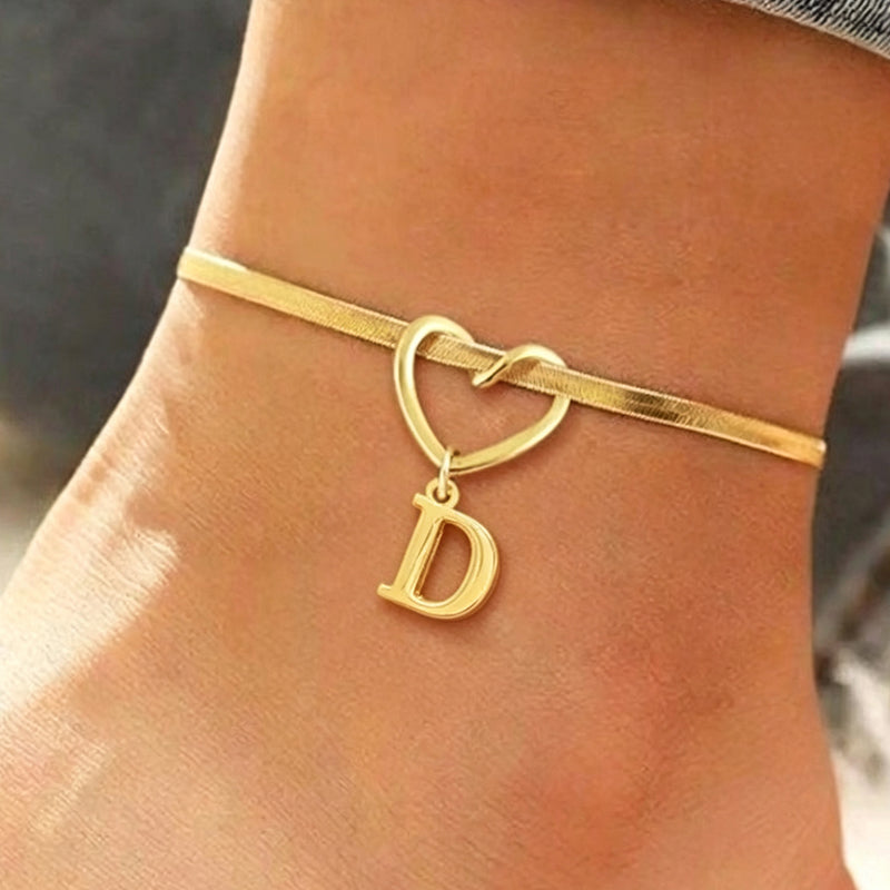 💖 50% OFF NOW! ✨ Heart Initial Anklet Snake Chain – Personalized charm, adjustable fit & delicate snake chain – Perfect gift for yourself or a loved one ❤️