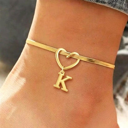 💖 50% OFF NOW! ✨ Heart Initial Anklet Snake Chain – Personalized charm, adjustable fit & delicate snake chain – Perfect gift for yourself or a loved one ❤️