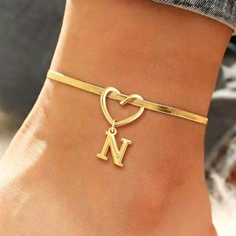 💖 50% OFF NOW! ✨ Heart Initial Anklet Snake Chain – Personalized charm, adjustable fit & delicate snake chain – Perfect gift for yourself or a loved one ❤️