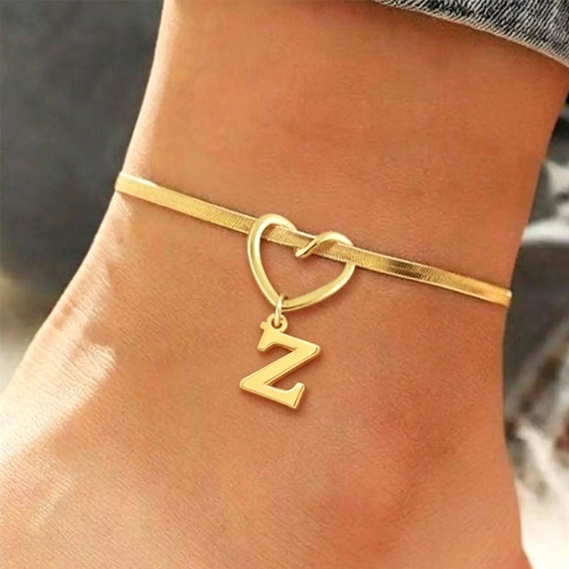 💖 50% OFF NOW! ✨ Heart Initial Anklet Snake Chain – Personalized charm, adjustable fit & delicate snake chain – Perfect gift for yourself or a loved one ❤️