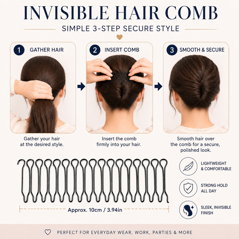 💇‍♀️✨ Flexible Invisible Hair Comb—invisible, flexible, and non-slip—instantly creates a perfectly secure hold! 🌟
