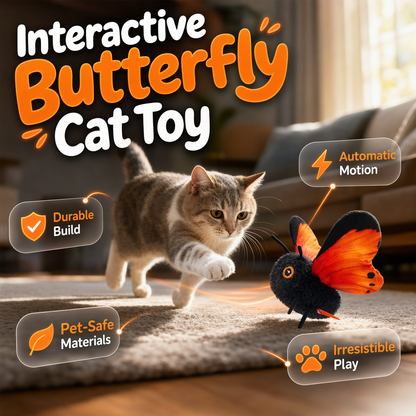 🏆🔥2026 New Arrivals 🐱Smart Sensing Flapping Butterfly Toy –Motion-activated, realistic flight, interactive fun – keeps your cat engaged for hours✨