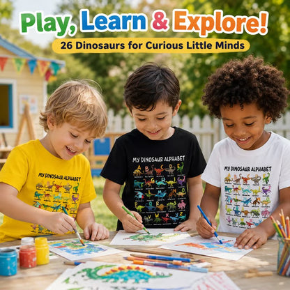 🔥🎁 New Arrival: 50 🔥 Children's T-shirt with Dinosaur and Letter Prints