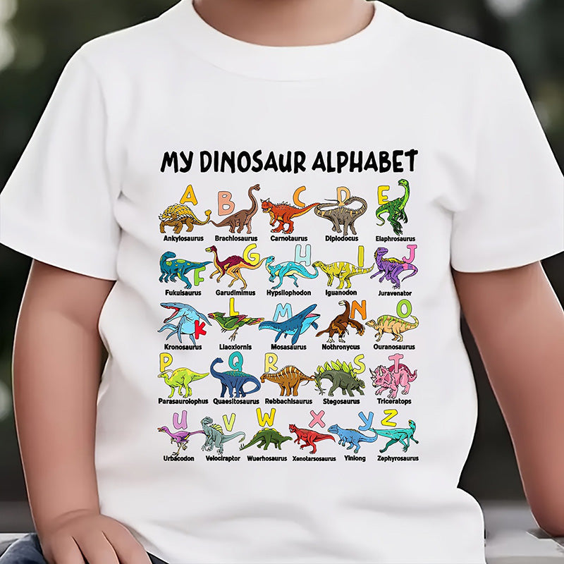 🔥🎁 New Arrival: 50 🔥 Children's T-shirt with Dinosaur and Letter Prints