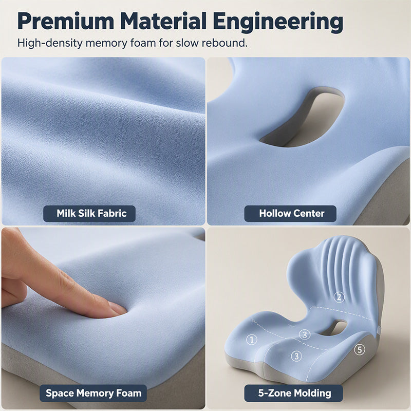 🎉This Week's Special Sales - 60% OFF✨Ergonomic Memory Foam Seat Cushion with Back Support