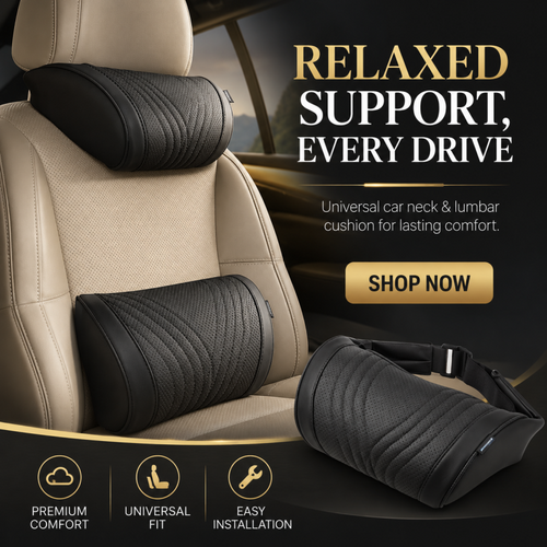 Premium Car Seat Headrest & Lumbar Support Cushion