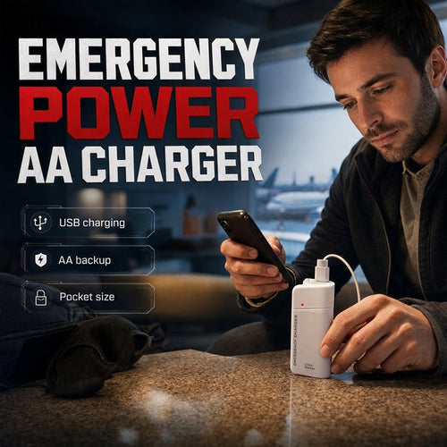 💥 BUY 2 GET 1 FREE （3PCS）🥳Portable Emergency Phone Charger AA Battery Powered Power Bank with LED Flashlight