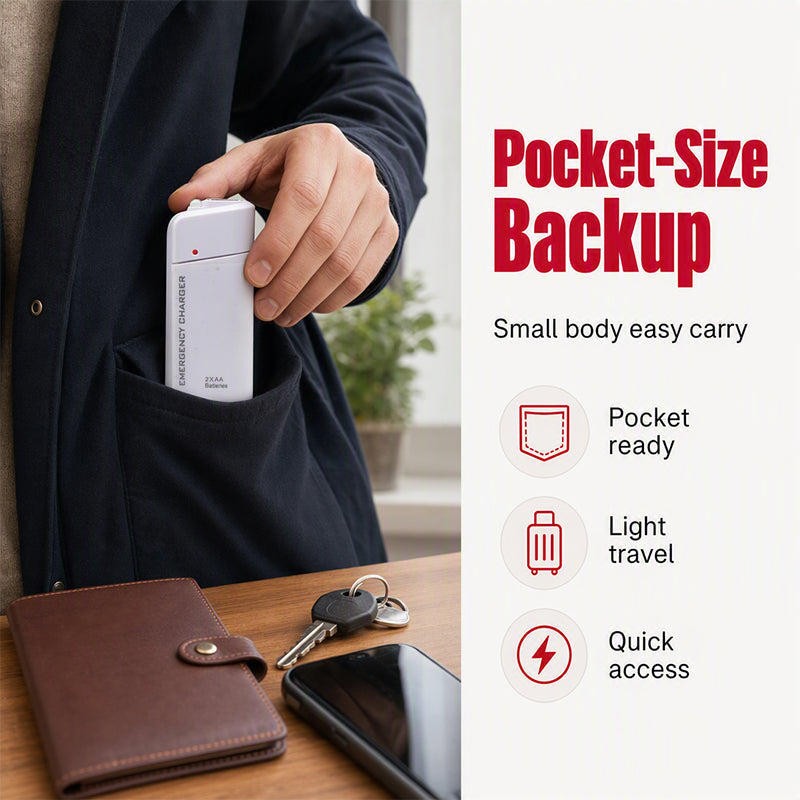 💥 BUY 2 GET 1 FREE （3PCS）🥳Portable Emergency Phone Charger AA Battery Powered Power Bank with LED Flashlight