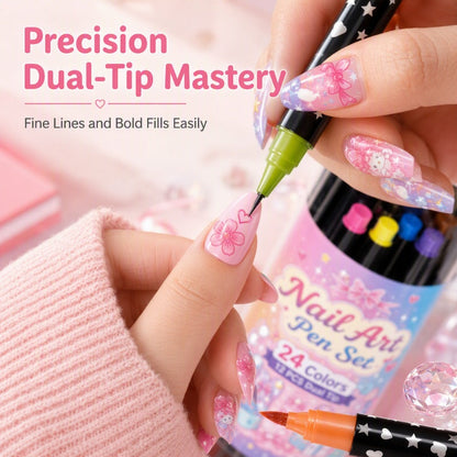 ⏳Limited-time 50% off⏰24 Colors Dual Ended Nail Art Pens Set🪄🎨