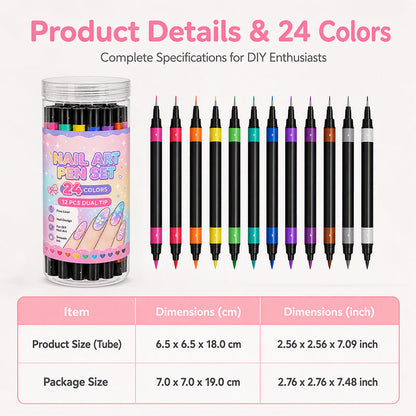 ⏳Limited-time 50% off⏰24 Colors Dual Ended Nail Art Pens Set🪄🎨