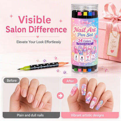 ⏳Limited-time 50% off⏰24 Colors Dual Ended Nail Art Pens Set🪄🎨