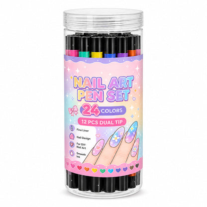 ⏳Limited-time 50% off⏰24 Colors Dual Ended Nail Art Pens Set🪄🎨