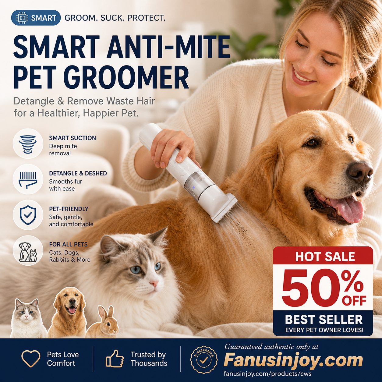 🔥Electric Pet Grooming Comb🐕Keep your furry friends away from mites, fleas and tangled fur！